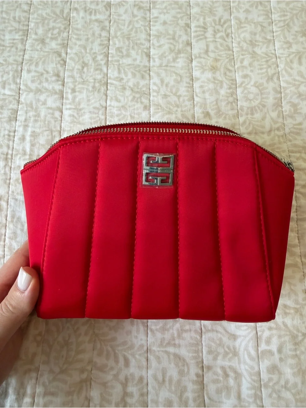 Givenchy Red Quilted Cosmetic Pouch